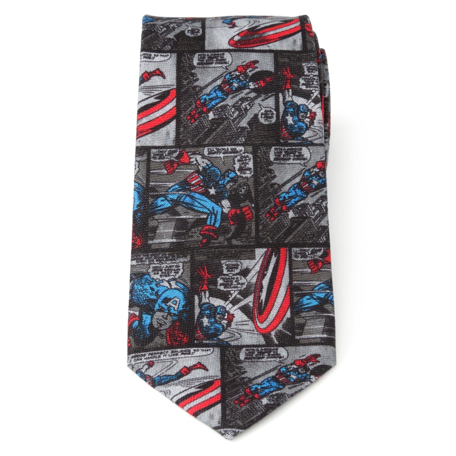  Cufflinks Captain America Comic Gray Men's Tie - Default Title - Bonton