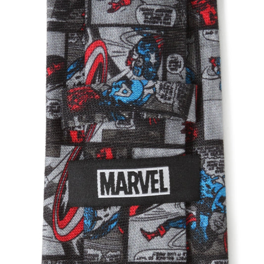 Captain America Comic Gray Men's Tie