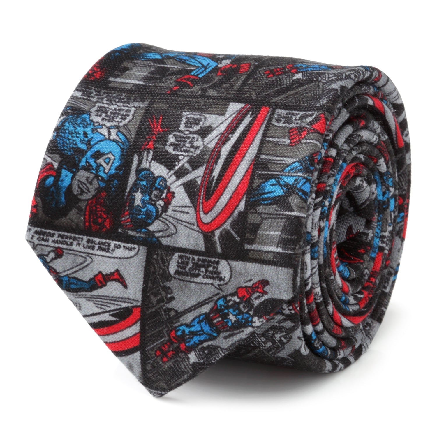  Cufflinks Captain America Comic Gray Men's Tie - Default Title - Bonton