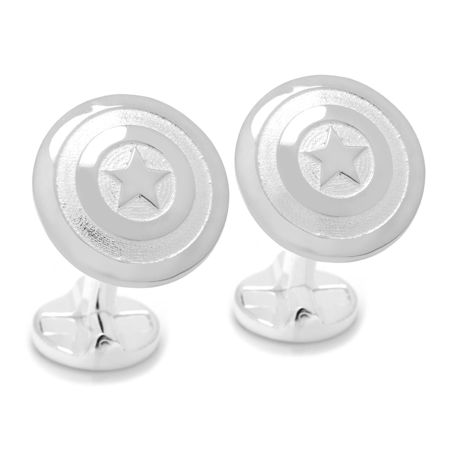  Cufflinks Sterling Silver 3D Captain America Shield Cufflinks - Default Title - Bonton