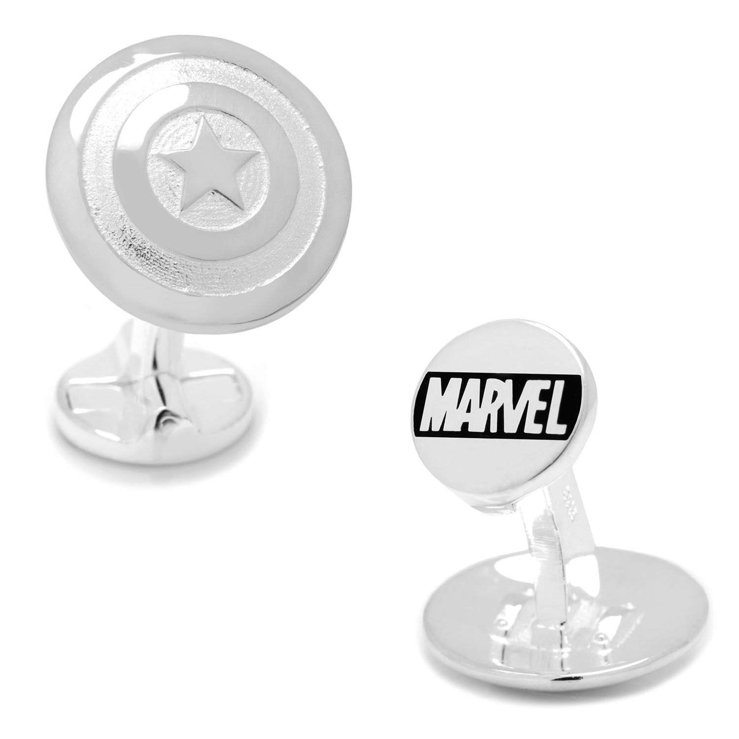  Cufflinks Sterling Silver 3D Captain America Shield Cufflinks - Default Title - Bonton