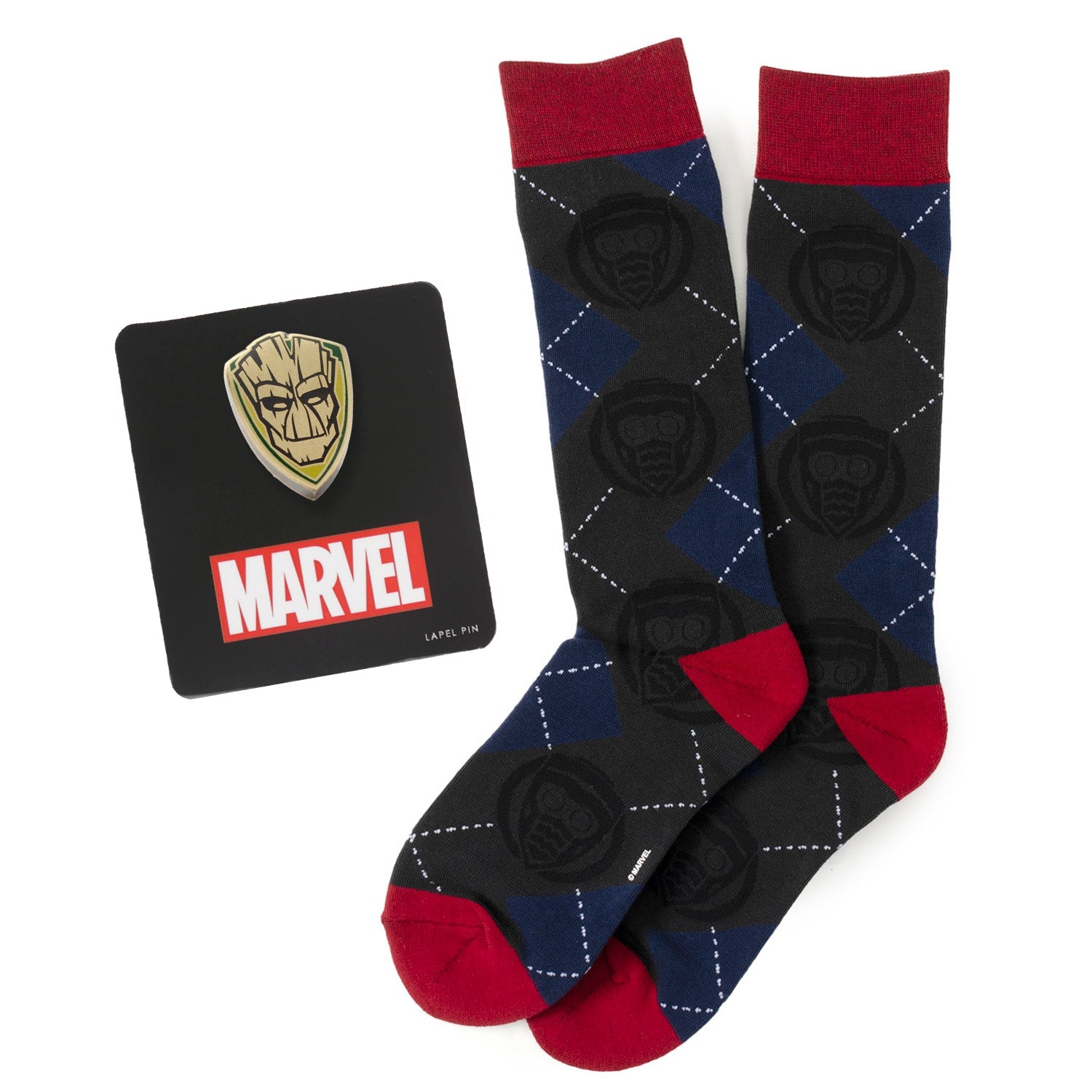  Cufflinks Groot Star-Lord Charcoal Argyle Gift Set - Default Title - Bonton