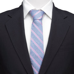 Marvel Comics Blue and Pink Stripe Silk Men's Tie