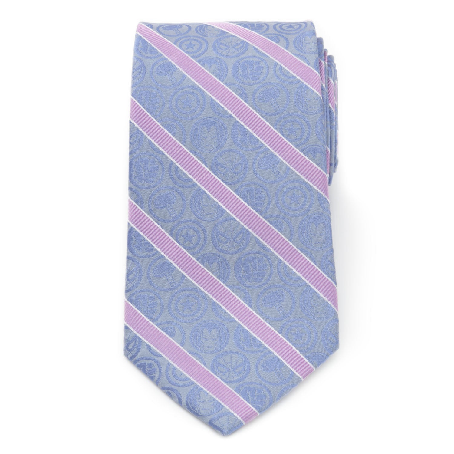  Cufflinks Marvel Comics Blue and Pink Stripe Silk Men's Tie - Default Title - Bonton