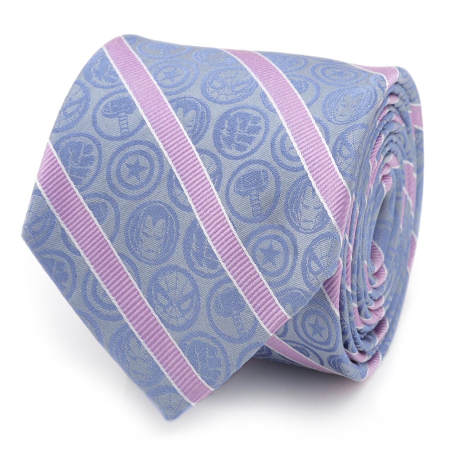  Cufflinks Marvel Comics Blue and Pink Stripe Silk Men's Tie - Default Title - Bonton