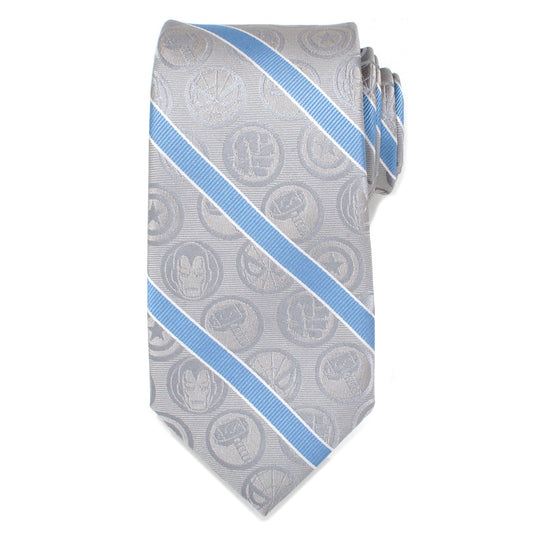 Marvel Comics Gray and Blue Stripe Men's Tie