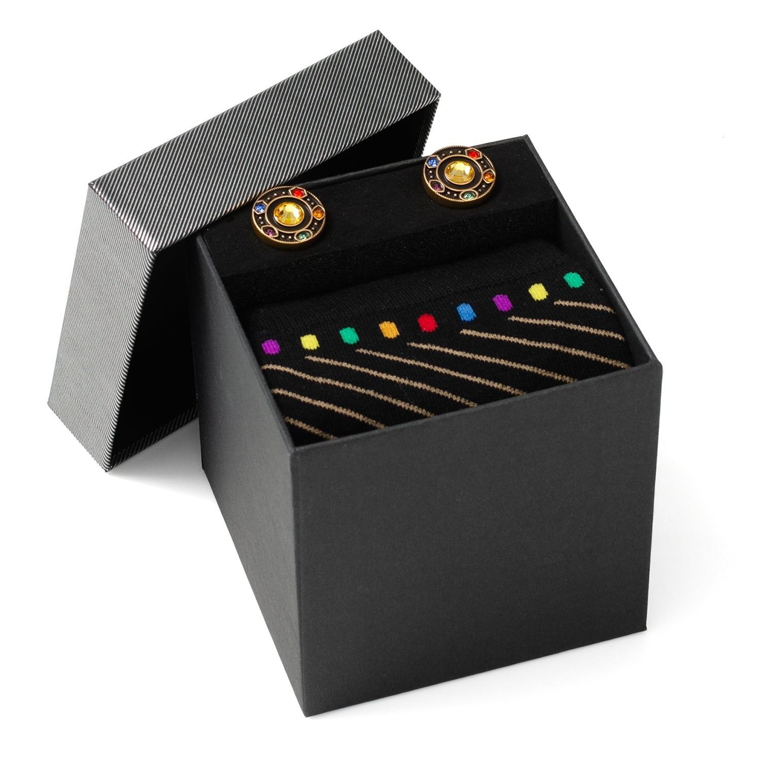  Cufflinks Infinity Stones Cufflinks and Sock Gift Set - Default Title - Bonton