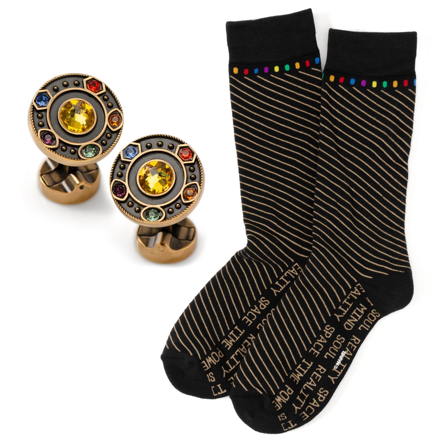  Cufflinks Infinity Stones Cufflinks and Sock Gift Set - Default Title - Bonton