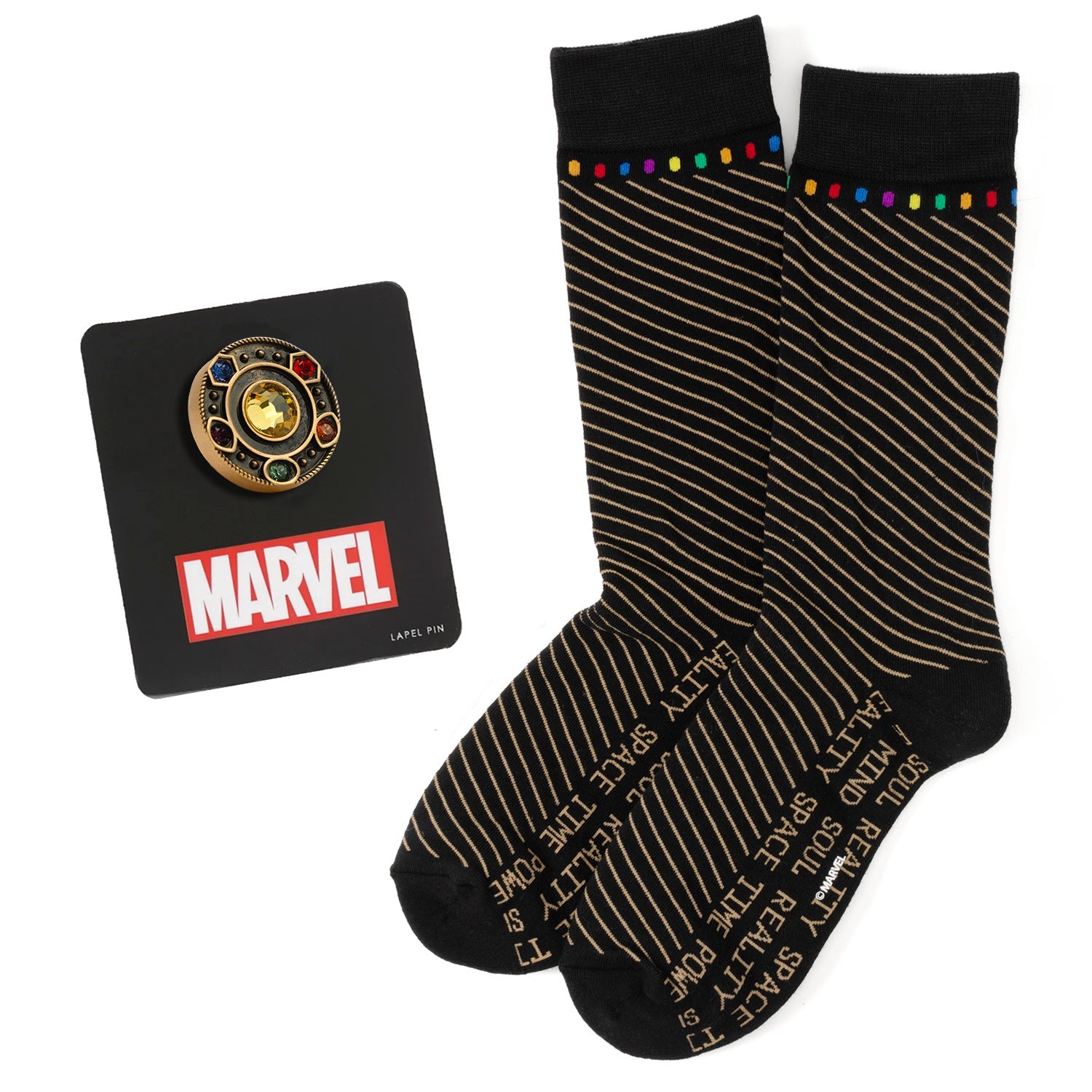  Cufflinks Infinity Stone Stripe Black Gift Set - Default Title - Bonton