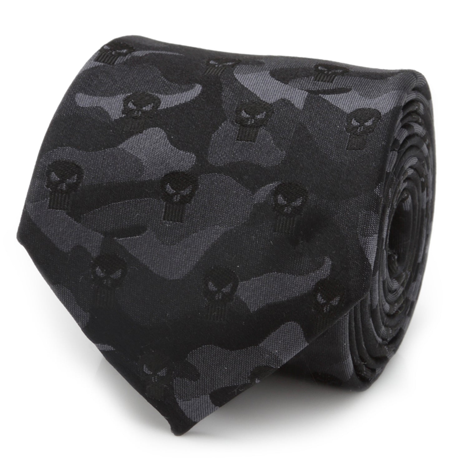  Cufflinks The Punisher Camo Black Silk Men's Tie - Default Title - Bonton