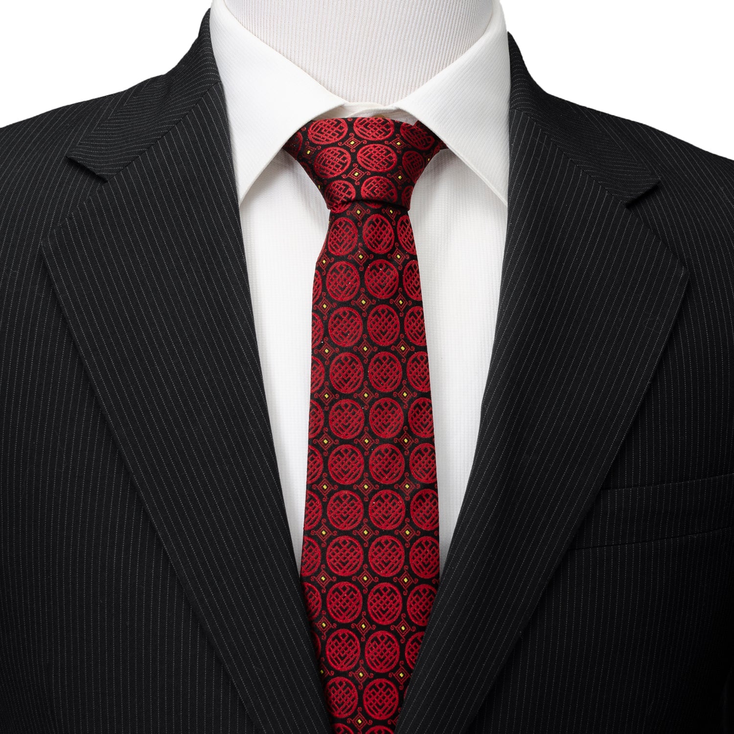  Cufflinks Shang-Chi Red Men's Tie - Default Title - Bonton