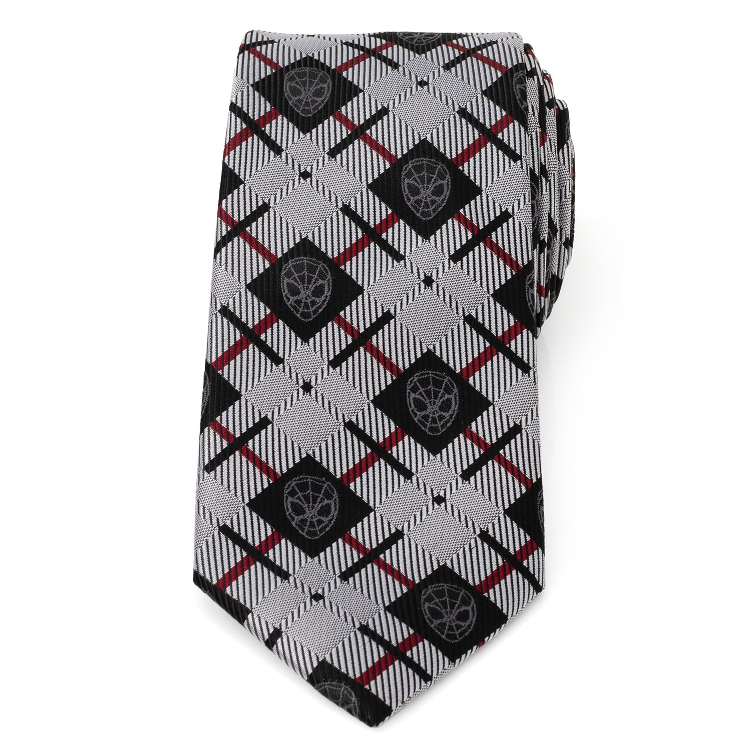  Cufflinks Spider-Man Plaid Black Men's Tie - Default Title - Bonton