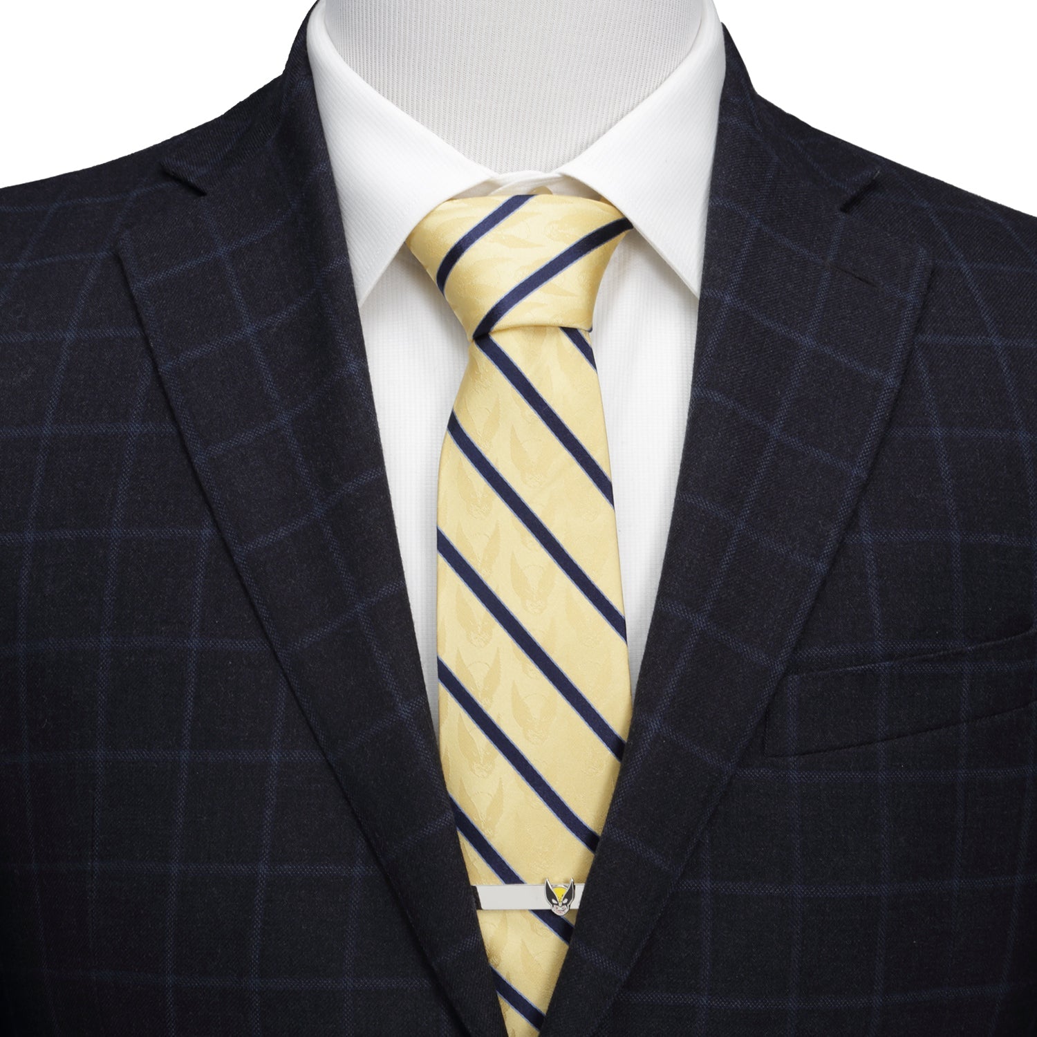  Cufflinks Wolverine Mask Yellow and Navy Silk Men's Tie - Default Title - Bonton