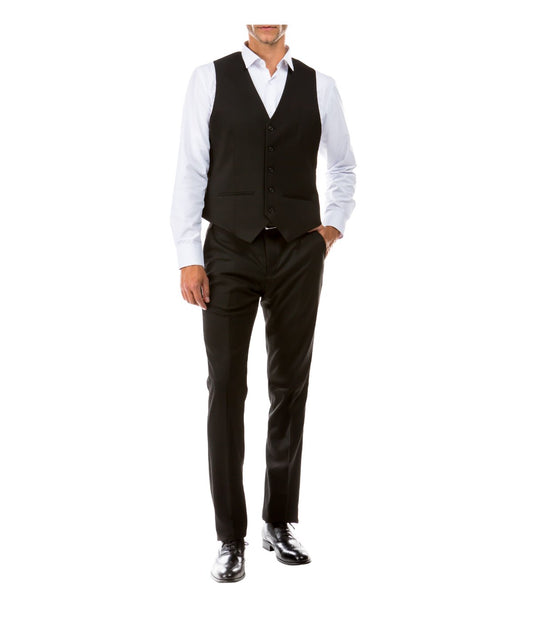 Suit Separates V-Neck Solid Vest Black