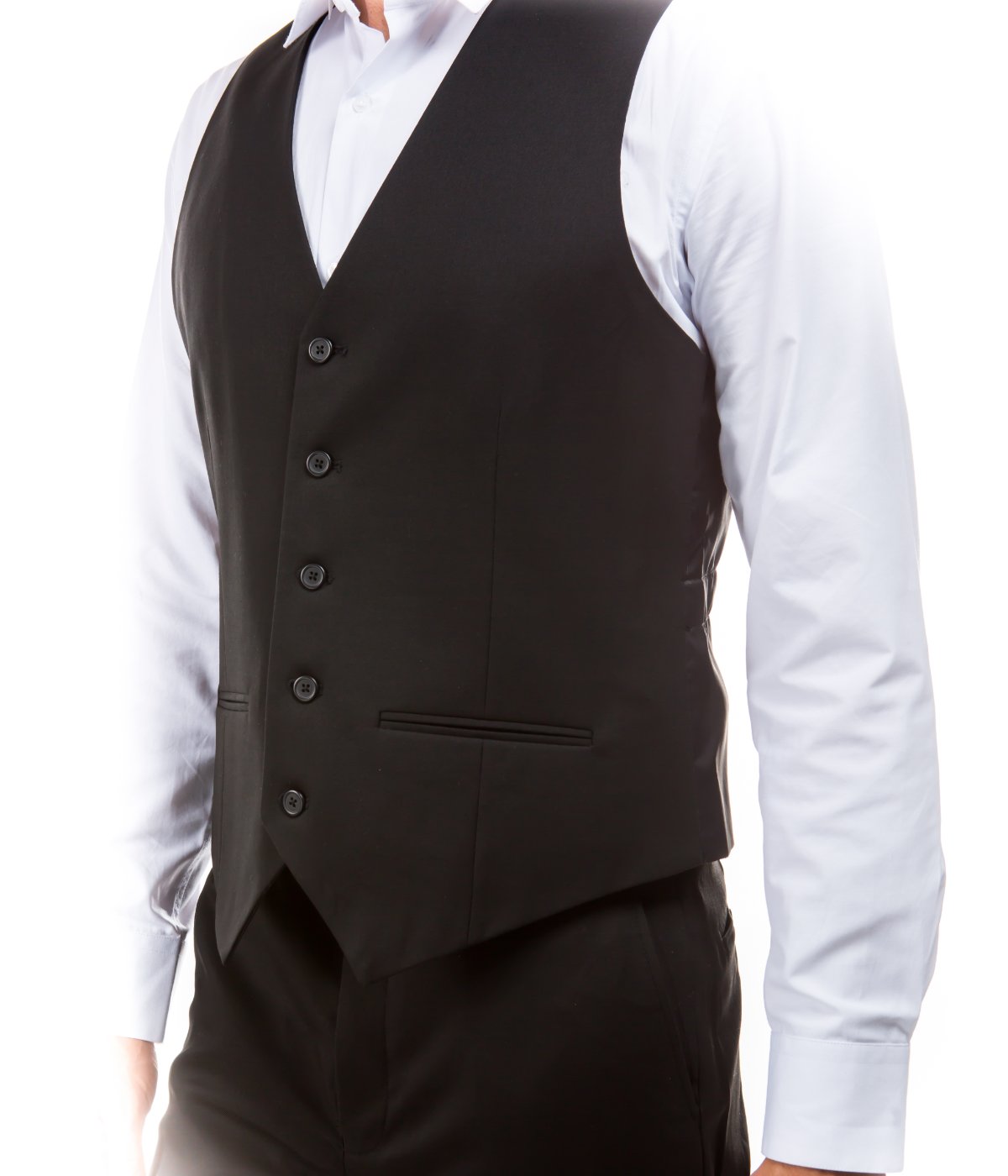 Suit Separates V-Neck Solid Vest Black