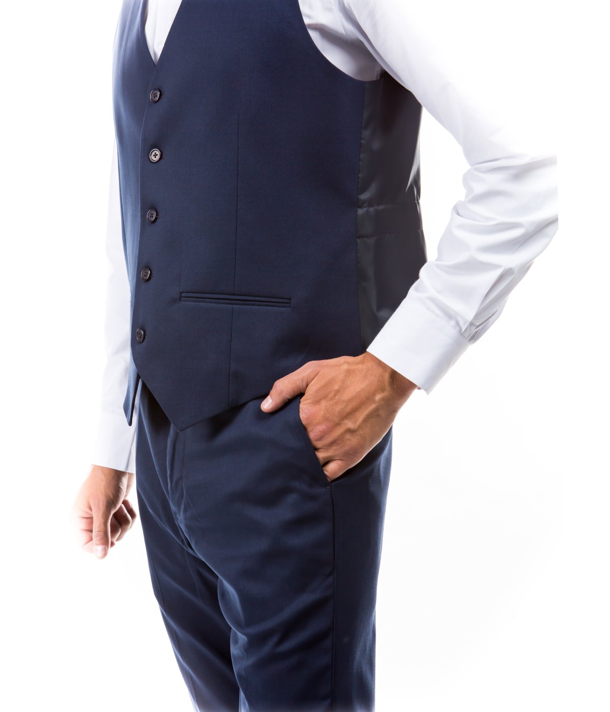  Suit Separates V-Neck Solid Vest Navy - Navy - Bonton