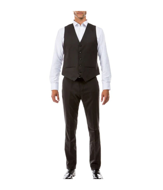 Suit Separates V-Neck Solid Vest Dark Grey