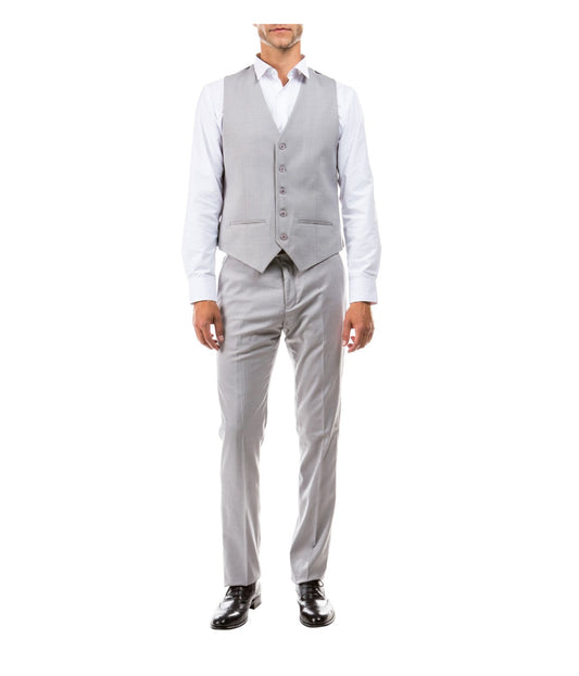 Suit Separates V-Neck Solid Vest Light Grey