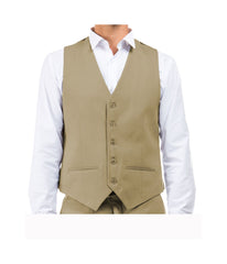 Suit Separates V-Neck Solid Vest Tan