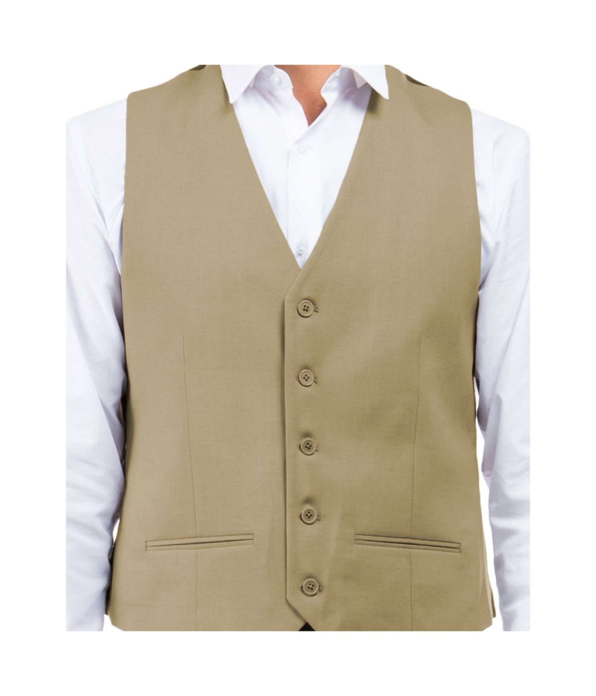  Suit Separates V-Neck Solid Vest Tan - Tan - Bonton