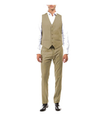 Suit Separates V-Neck Solid Vest Tan