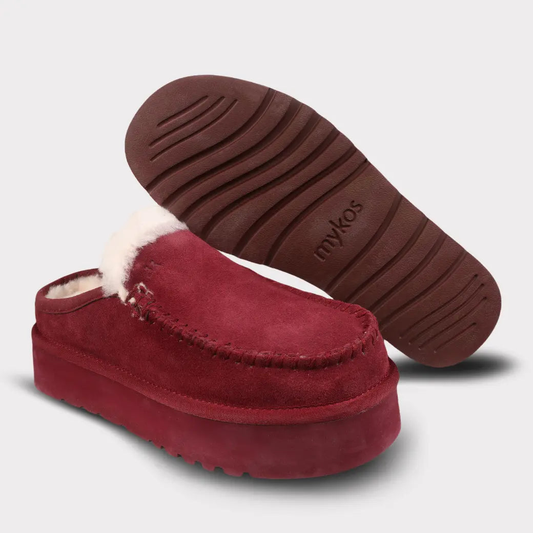  Mykos Cassie Women's Slip-on Platform Slipper - Wine - Bonton