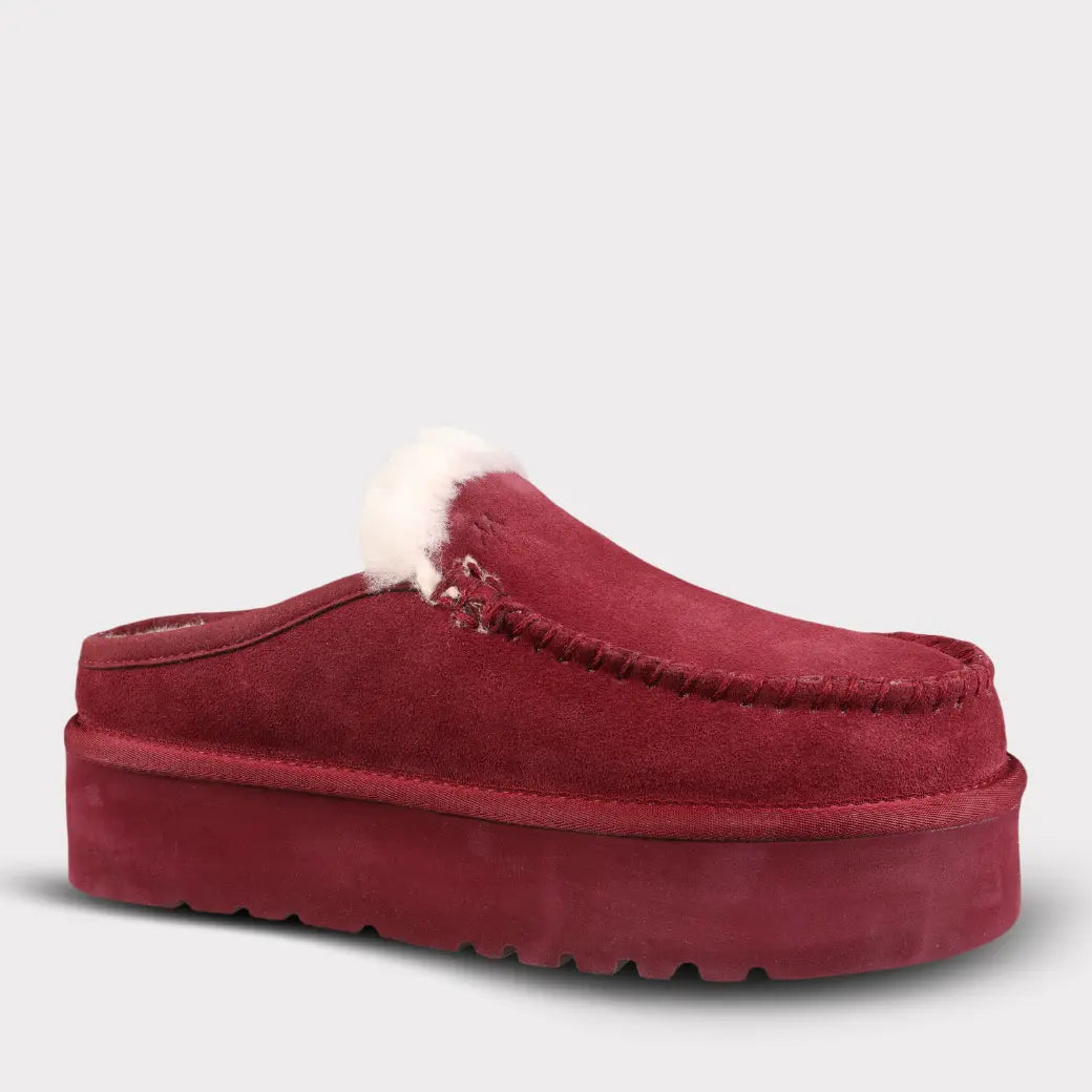  Mykos Cassie Women's Slip-on Platform Slipper - Wine - Bonton