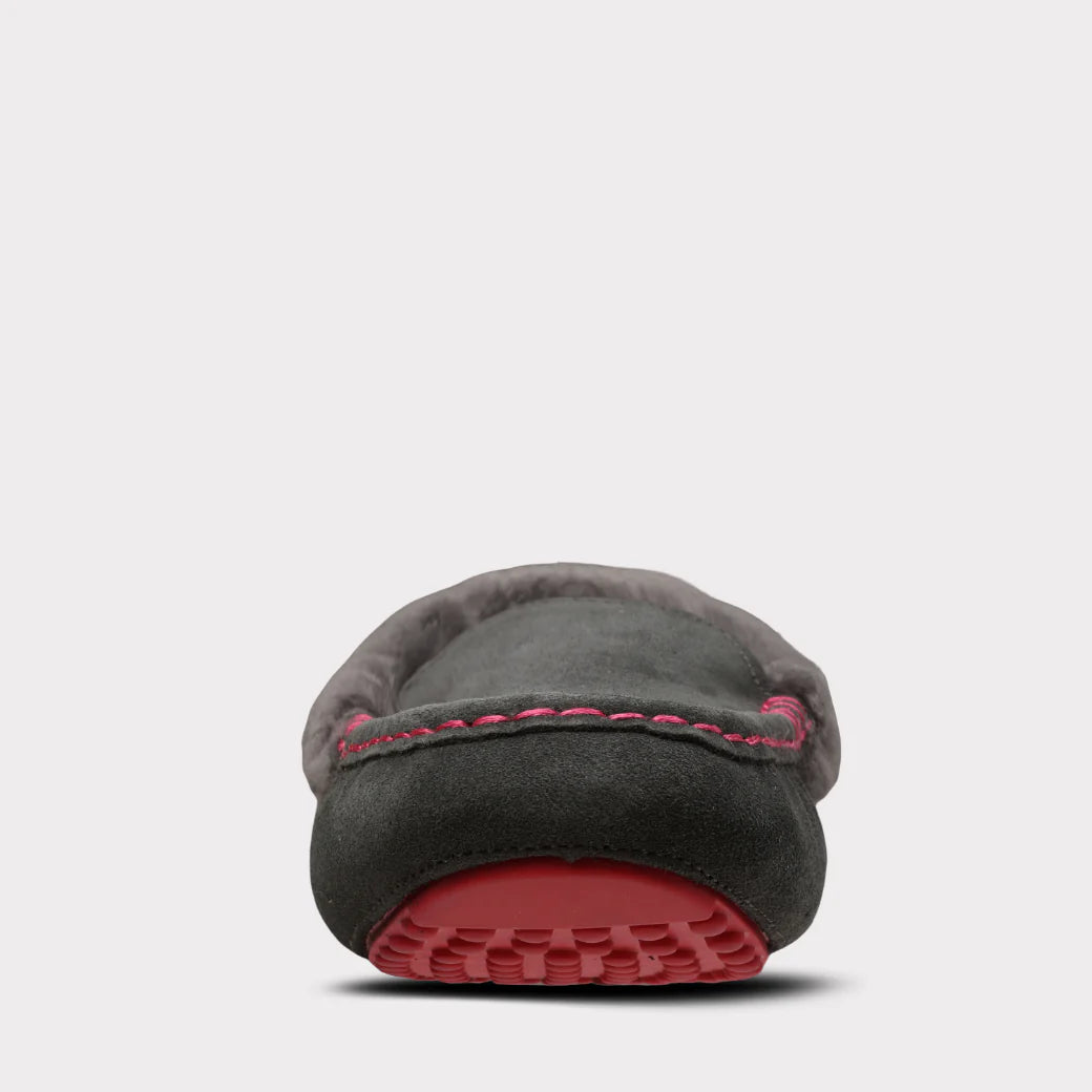  Mykos Aussie Moc Women's Slip-on Moccasin - Charcoal/Hot Pink - Bonton