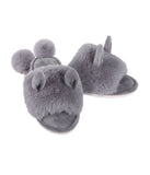 Bunny Hop Pom-Pom Open Toe Plush Slippers Gray
