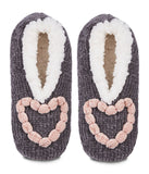 Cozy Heart Chenille Sherpa-Lined Slippers Gray