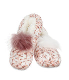 Speckled Chenille Interchangeable Pom Pom Slippers Pink