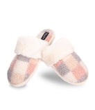 Checkerboard Plush Slippers Ivory-Pink