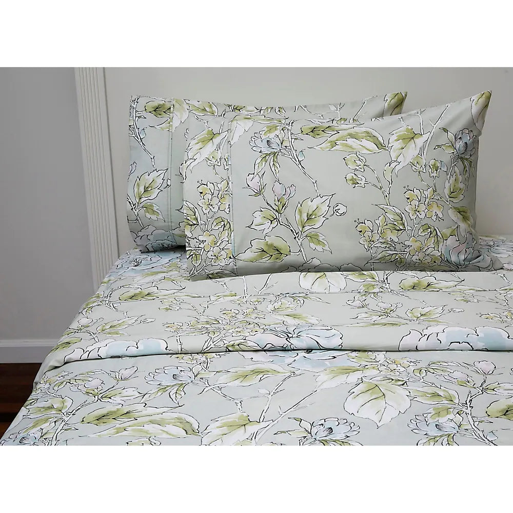  Belle Epoque Marigold Sheet Set - White/Sage - Bonton