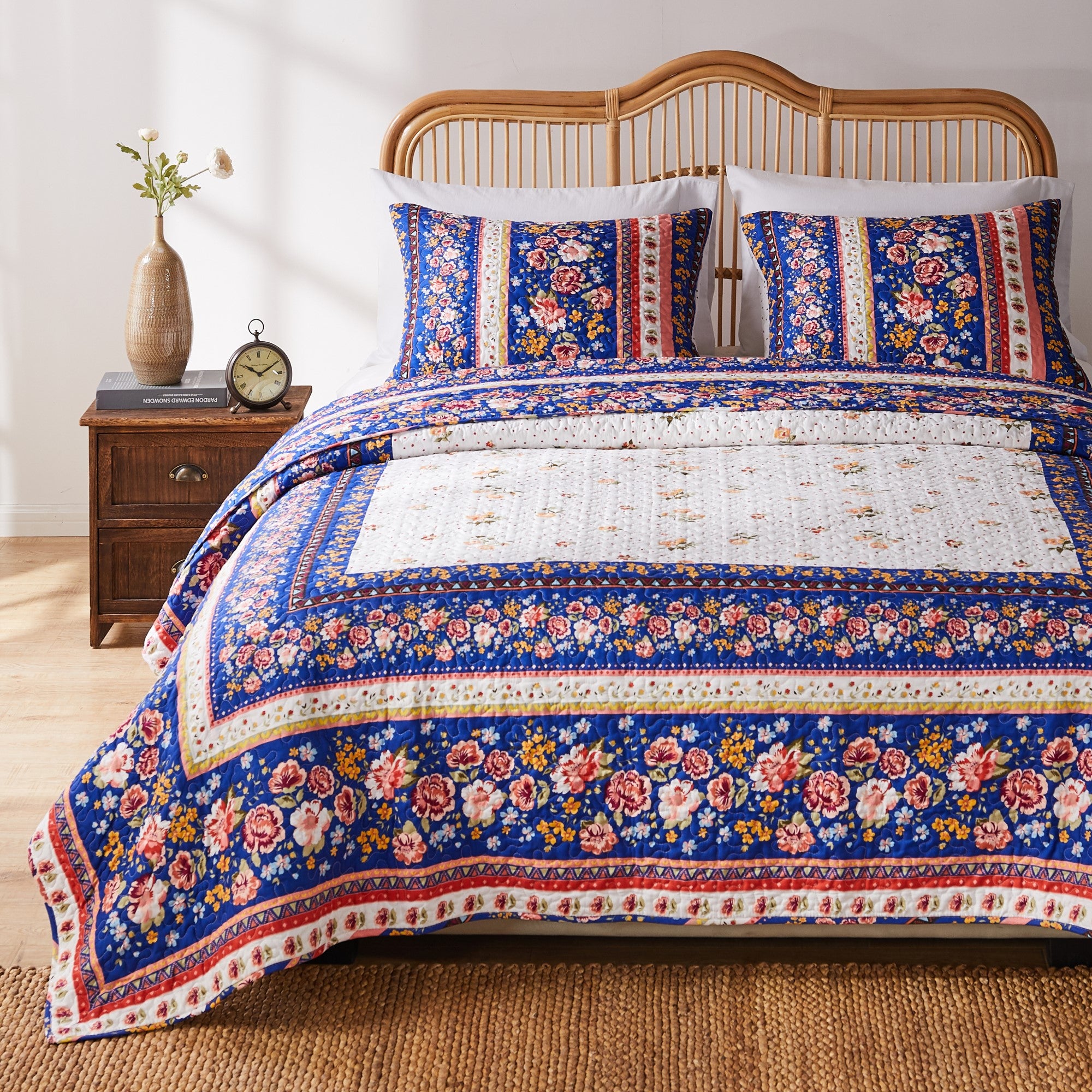  Greenland Home Fashions Marsha Vintage Quilt Set - Blue - Bonton