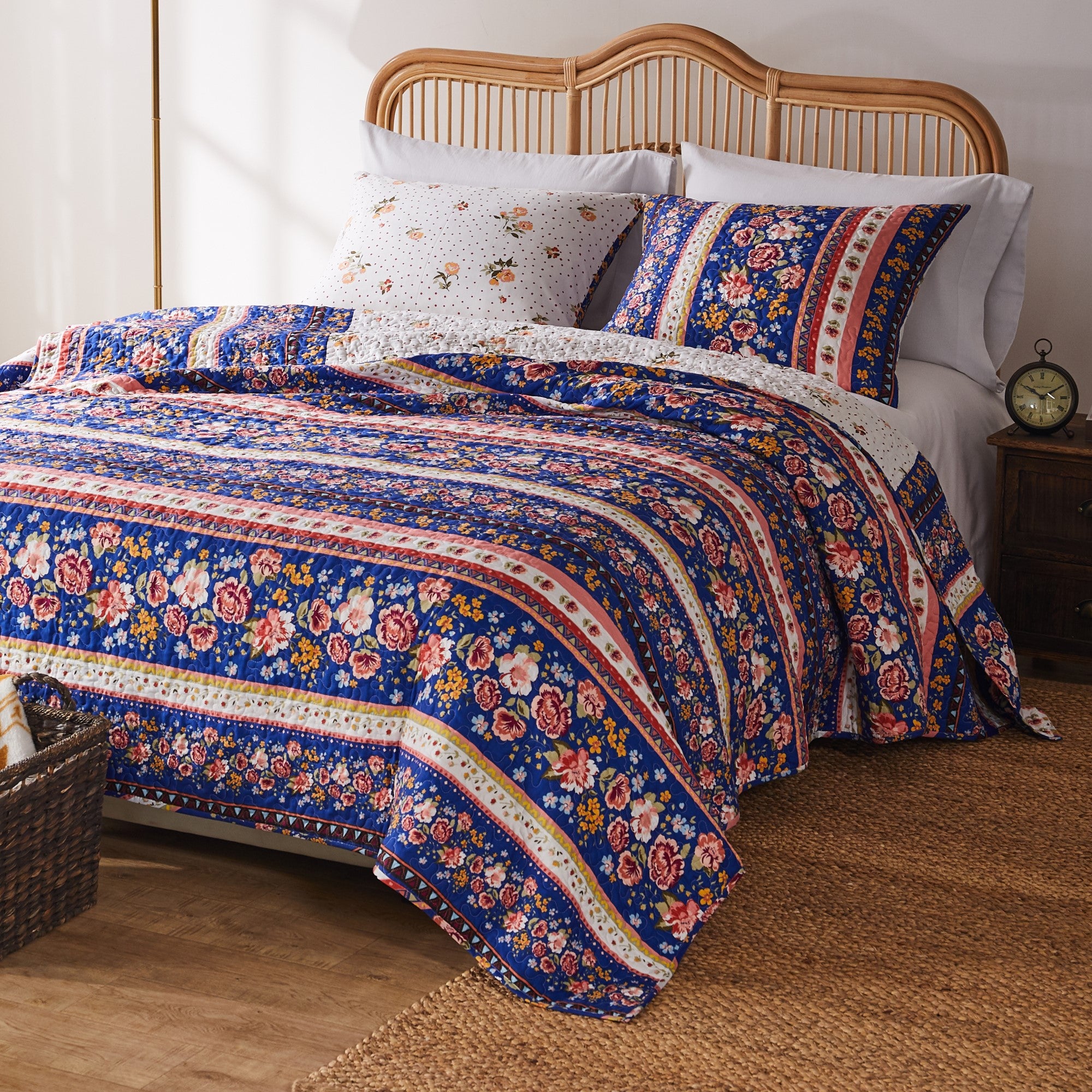  Greenland Home Fashions Marsha Vintage Quilt Set - Blue - Bonton