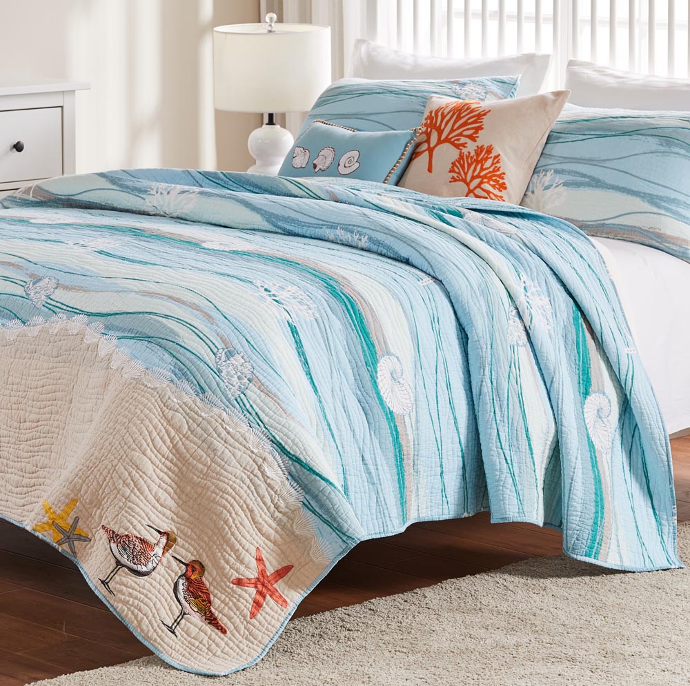  Greenland Home Fashions Maui Embroidered Quilt Set - Multi - Bonton