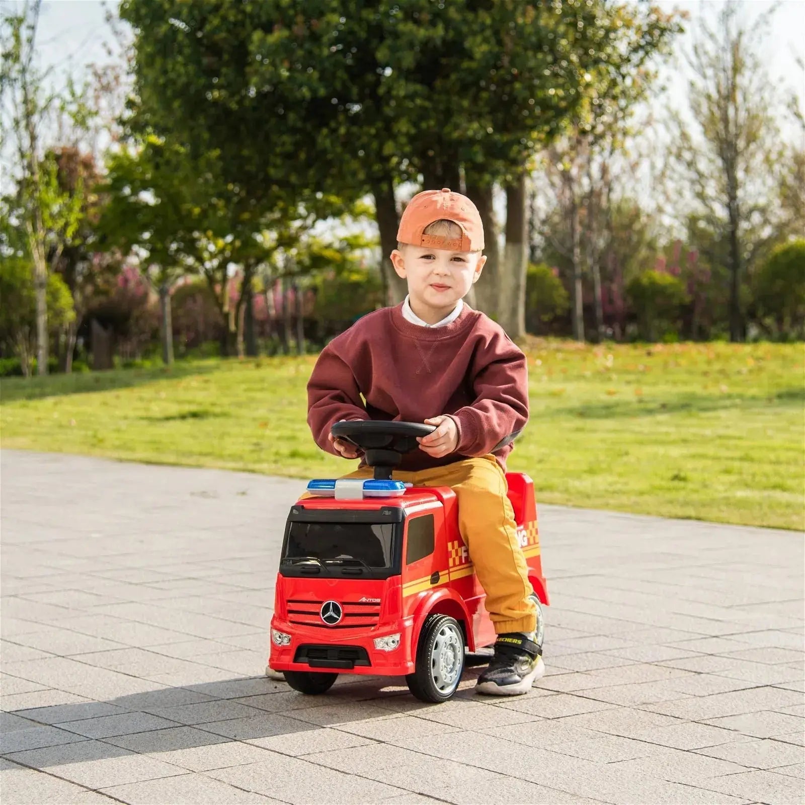  Freddo Mercedes Antos Kids' Foot to Floor Ride-On - Red - Bonton