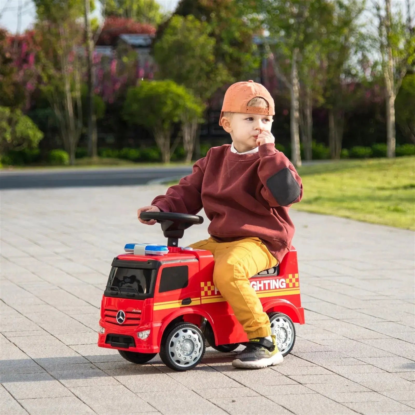  Freddo Mercedes Antos Kids' Foot to Floor Ride-On - Red - Bonton