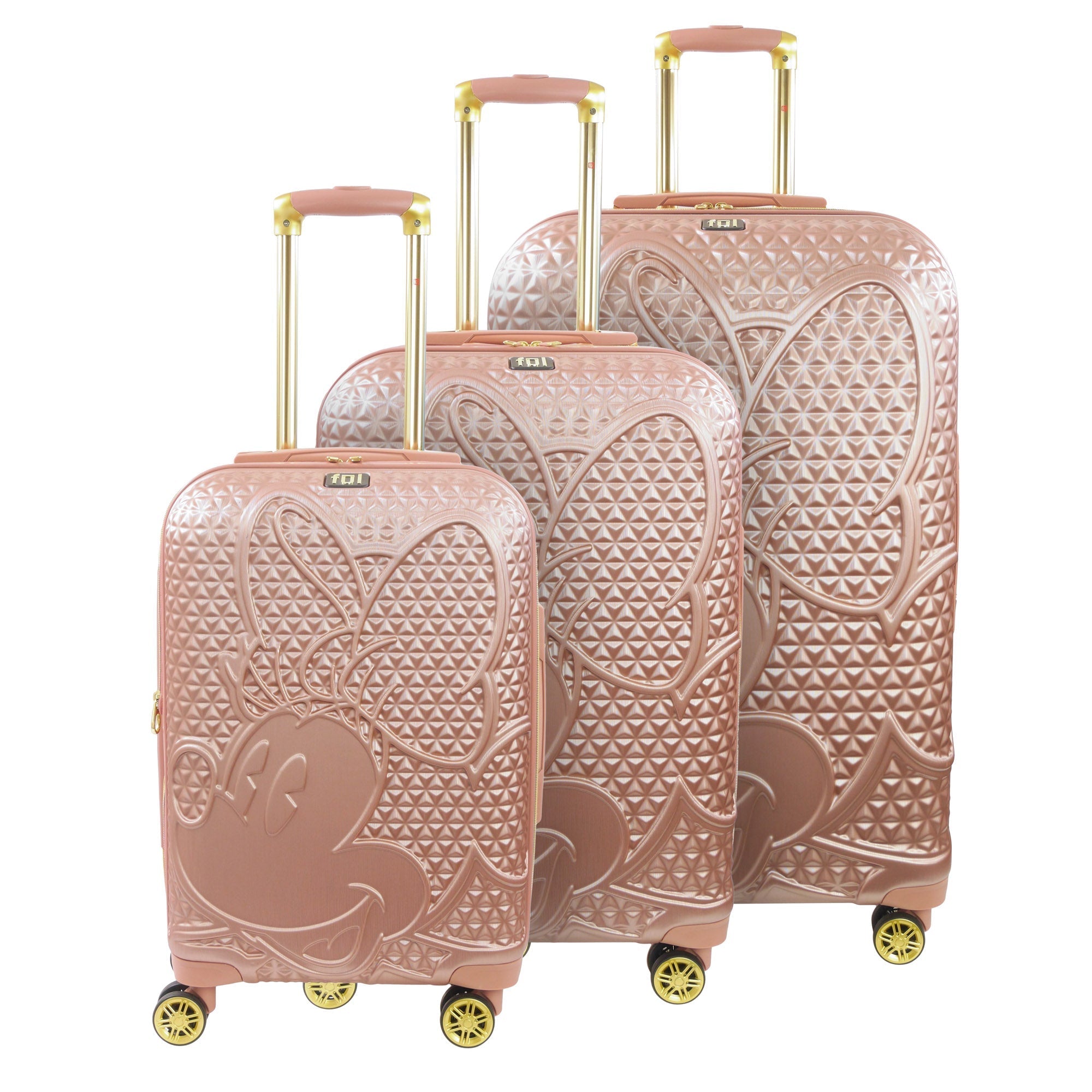  Ful Disney Minnie Mouse Hard Sided 3 Piece Luggage Set - Taupe - Bonton