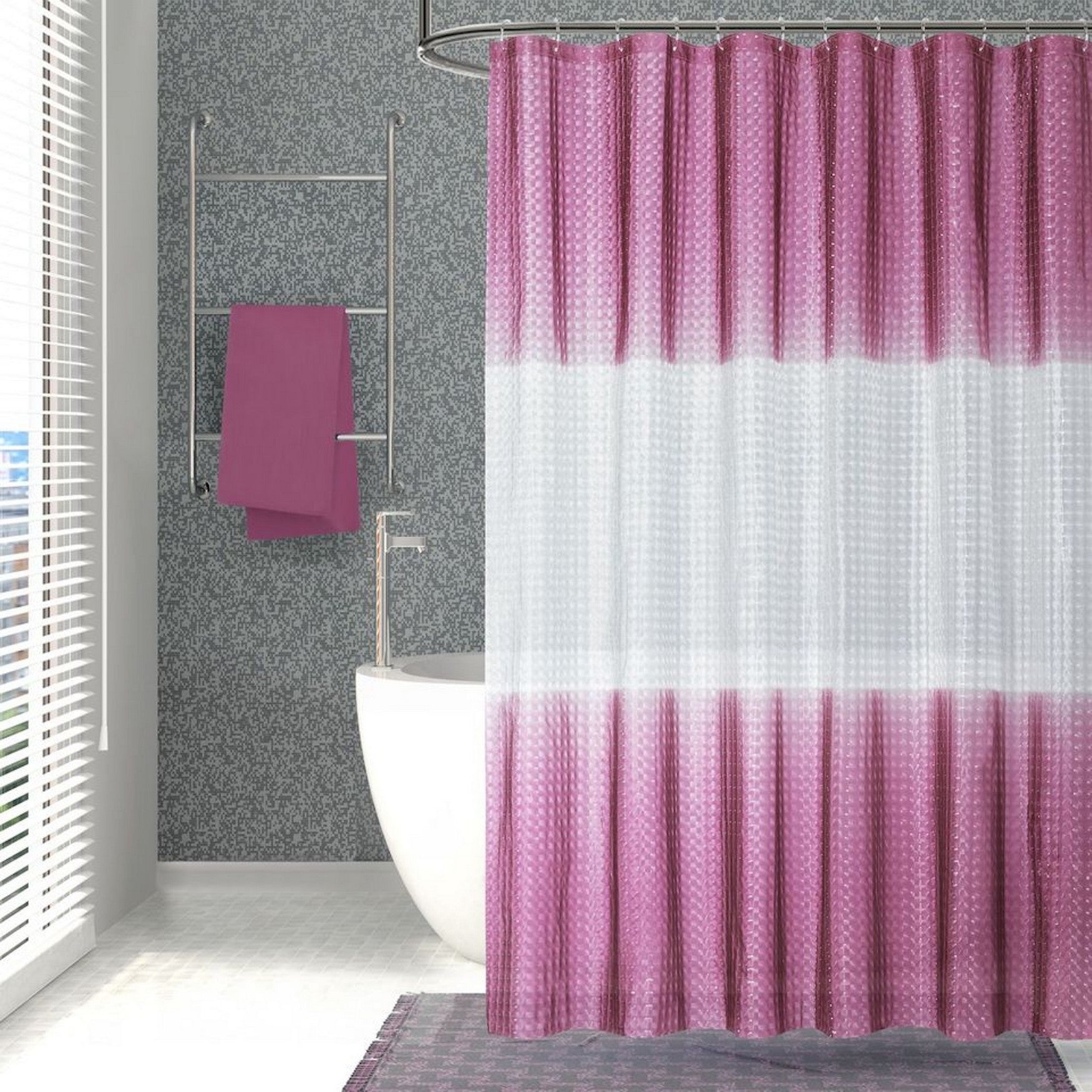  Dainty Home Mist Shower Curtain Liner - Burgundy - Bonton