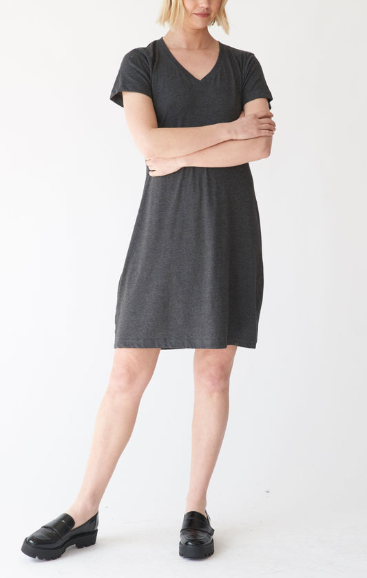 Moxie V-Neck Classic Knee Length T-Shirt Dress