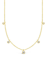 Dangling Bezel Necklace with CZ Stones