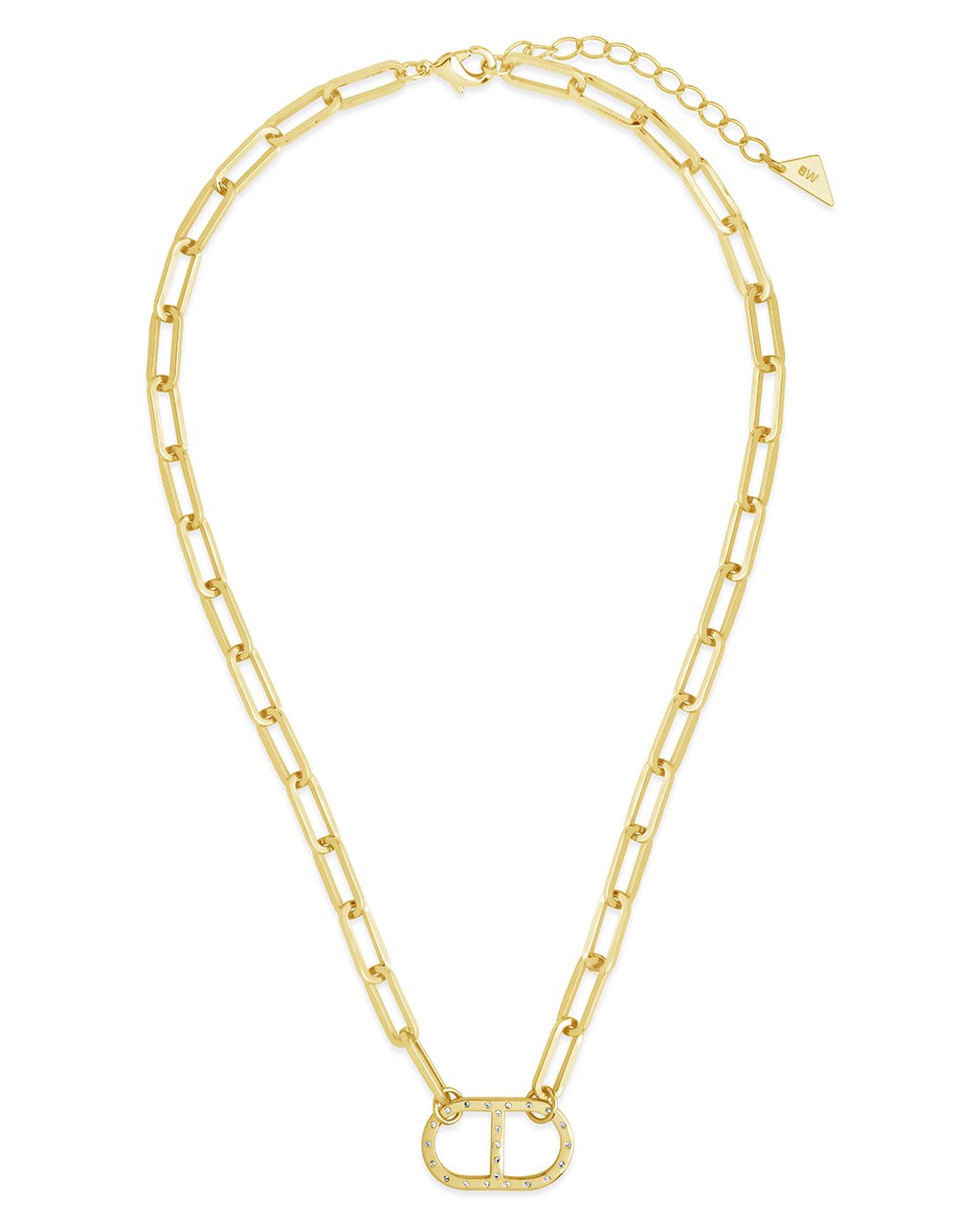  Sterling Forever Ezra Necklace with Cubic Zirconia Stones - Gold - Bonton