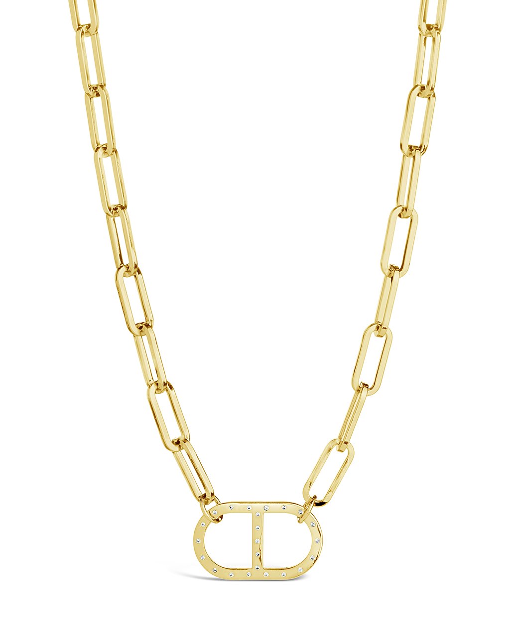  Sterling Forever Ezra Necklace with Cubic Zirconia Stones - Gold - Bonton