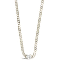 Chain Necklace with Cubic Zirconia Stone Center