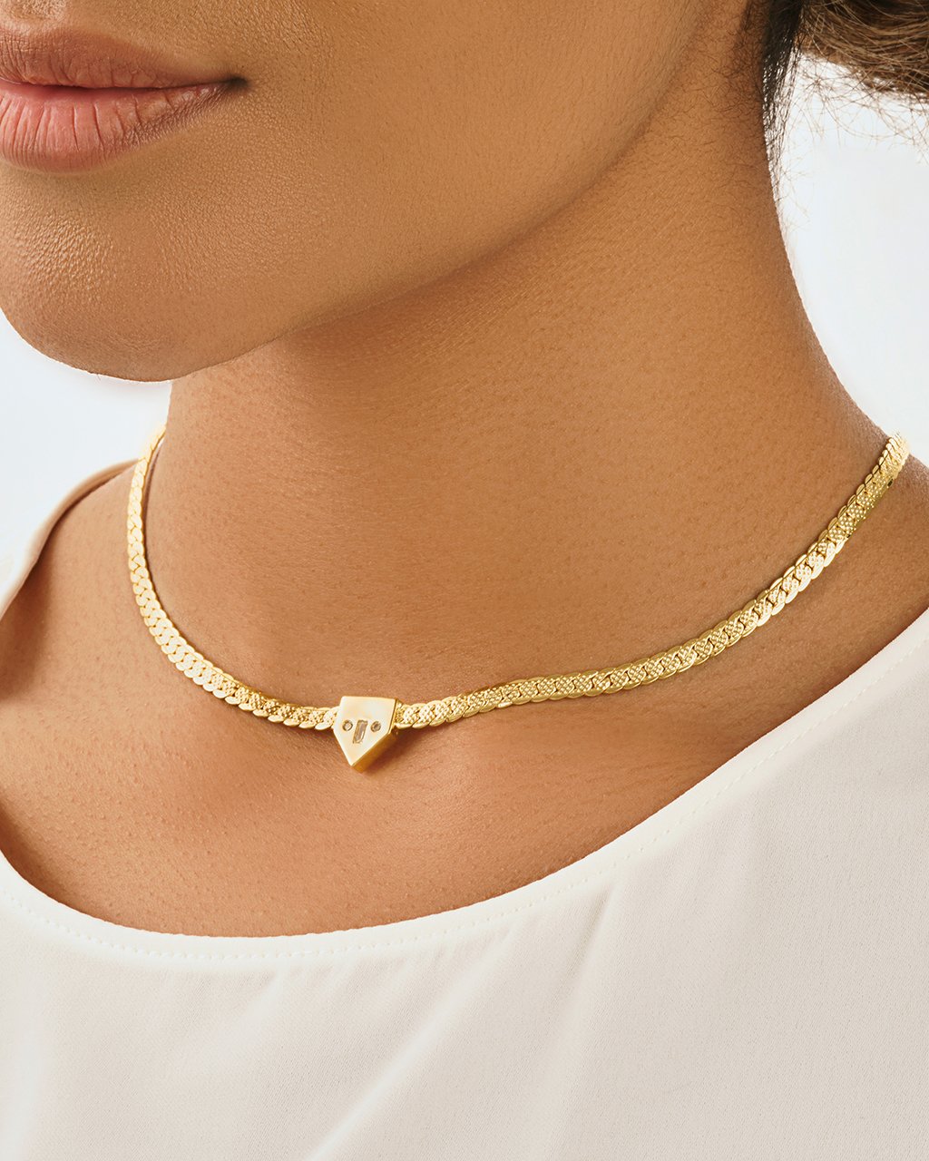  Sterling Forever Catherine Choker with Pointed Center - Silver - Bonton