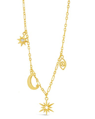 Sky Charm Necklace with Sun, Star and Moon Motif