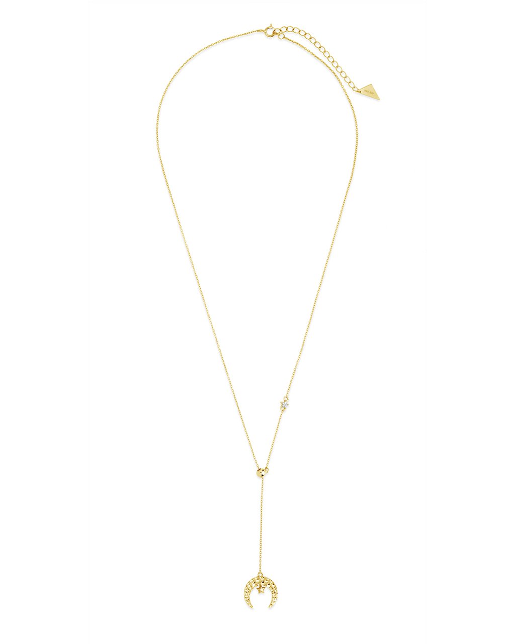  Sterling Forever Selene Lariat Necklace with Moon and Star Motif - Gold - Bonton