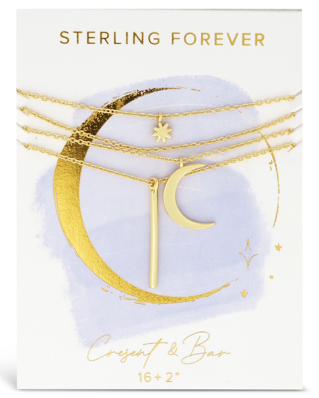  Sterling Forever Multi Layer Necklace with Celestial Motif - Gold - Bonton