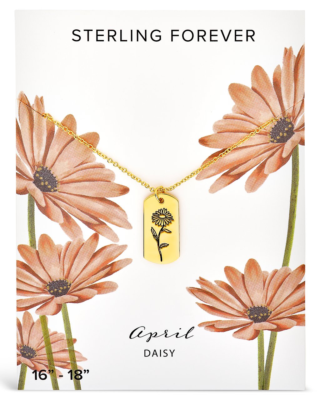  Sterling Forever Pendant Displaying Your Birth Flower - Gold - January/Carnation - Bonton